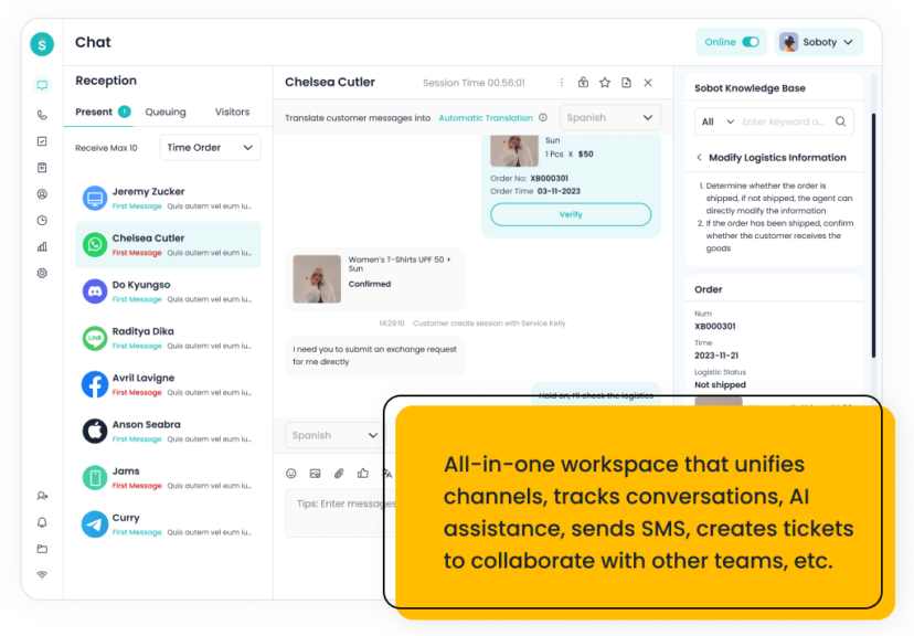 Sobot Live Chat Unified Workspace